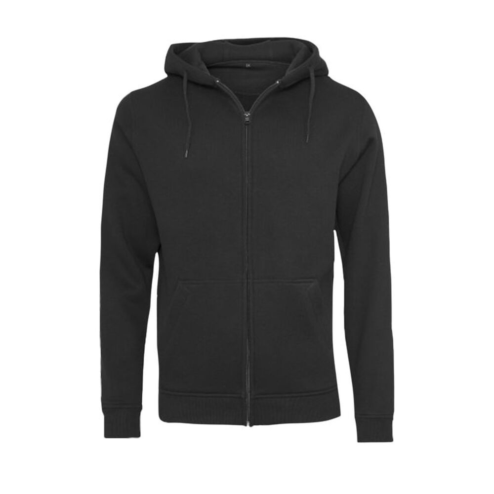 Build Your Brand Mens Plain Full Zip Hoodie / Black